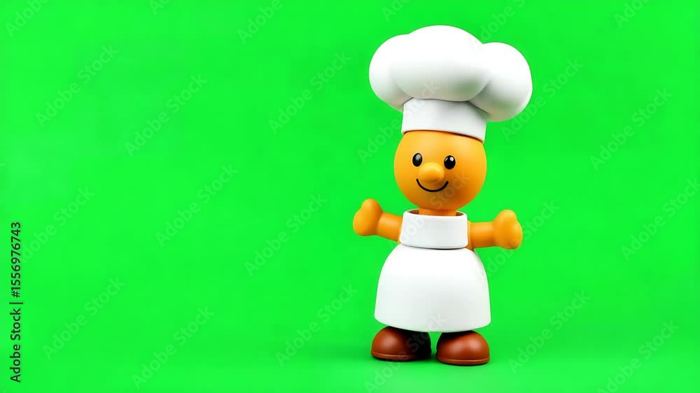 Cheerful Chef Toy Figurine on Green Screen Cheerful Chef Toy Figurine on Green Screen