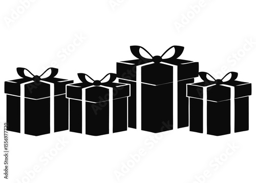 set of gift boxes with bows