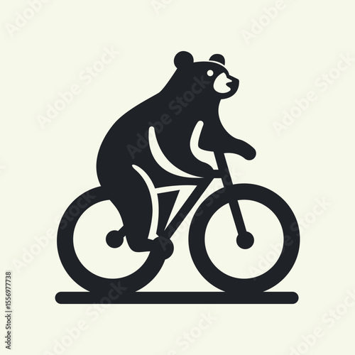 with a Bear logo minimal cycle mascot simple design