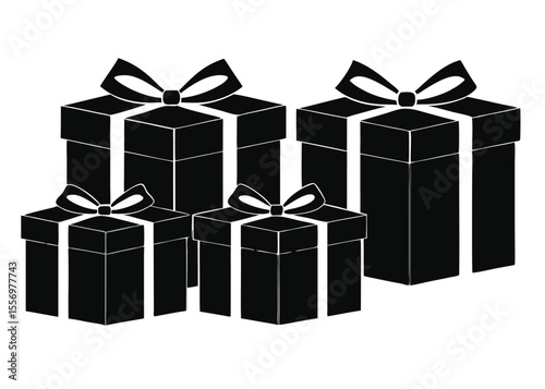 set of gift boxes with bows