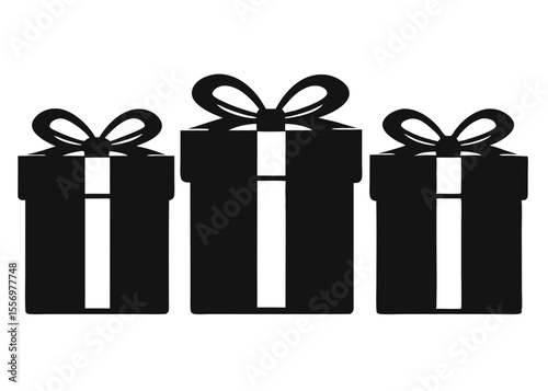 set of gift boxes with bows
