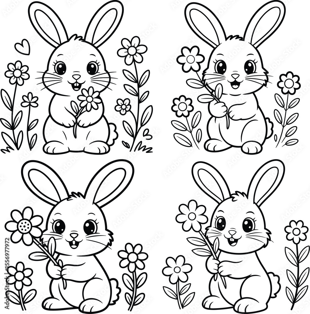Fototapeta premium Rabbit Silhouette, Bunny Silhouette, Cute Rabbit SVG
