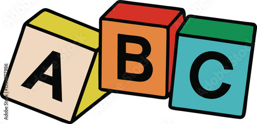 Alphabet blocks abc vector design on transparent background