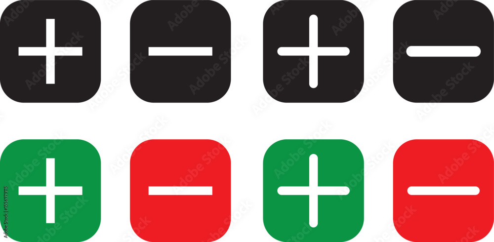 Obraz premium plus, minus icon red green vector design, plus minus icon vector symbol illustration. 