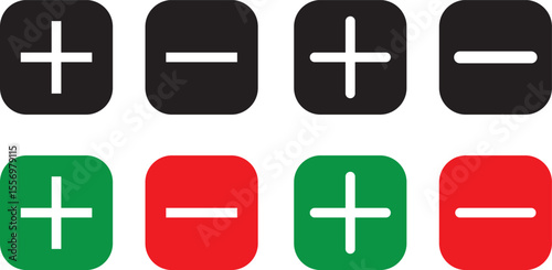 plus, minus icon red green vector design, plus minus icon vector symbol illustration.
