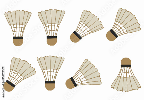 Digital illustration pattern of shuttlecocks for badminton sport design and recreational themed backgrounds.
