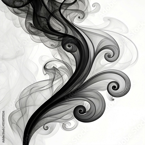 Abstract Smoke Design Swirling Black Smoke Vector Illustration