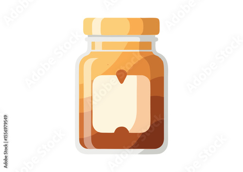 Glass jar of pumpkin spice seasoning with empty label on white background