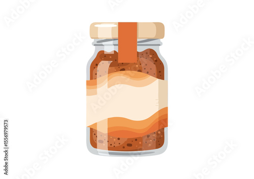 Small glass jar of pumpkin spice seasoning with a label on white background