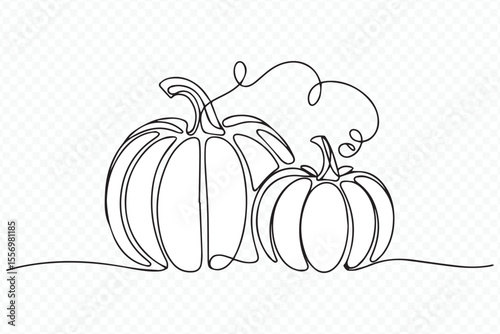 minimalist continuous line drawing of two pumpkins vector art for autumn decor and seasonal design