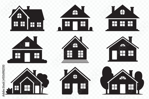 collection of minimal house silhouette vectors for real estate websites, presentations, brochures, and marketing assets