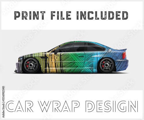 Colorful Car Wrap Design with Print File Included