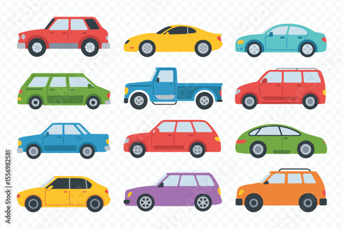 flat colorful car icon collection | editable vector symbols for automotive apps and infographics