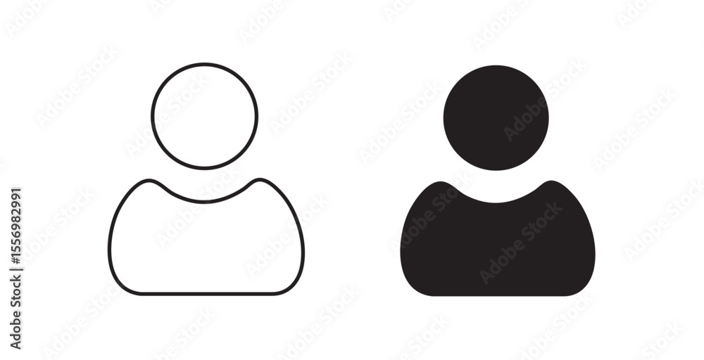 User Profile Icons: Outline and Solid Person Symbols User Profile Icons: Outline and Solid Person Symbols