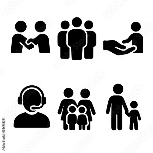 Collection of diverse human relationship icons.