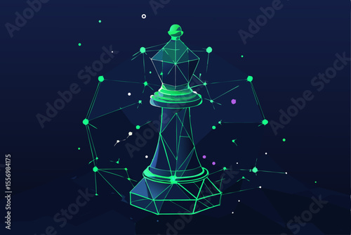 illustration of a satellite dish on a blue background  Minimalist Wireframe Chess Bishop – Low Poly Abstract Vector Illustration"