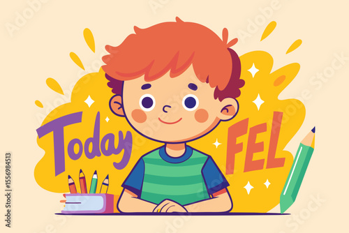 Child drawing “Today I feel…” with a color that represents their emotion