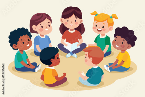 Children sitting in a sharing circle, each talking about their feelings