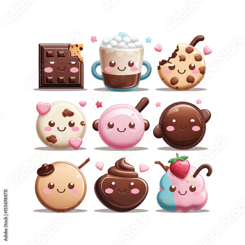 icon set of cookies, candies and coffee