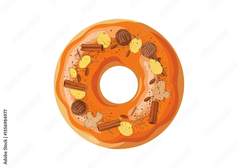 Pumpkin spice donut with glaze and toppings Pumpkin spice donut with glaze and toppings