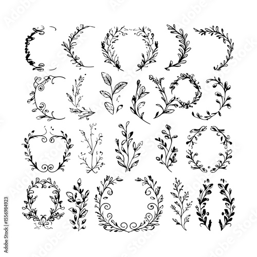 Silhouette design elements for design universal template, simple template design isolated on white background.