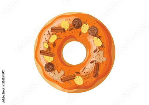 Pumpkin spice donut with glaze and toppings