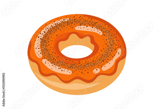 Pumpkin spice donut with glaze and sprinkled spices 