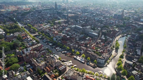 Aerial view of the old town of the city Groningen in the Netherlands on a sunny day in summer	