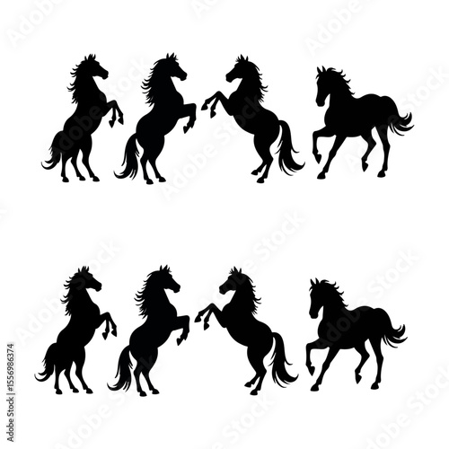 Black horse silhouettes vector