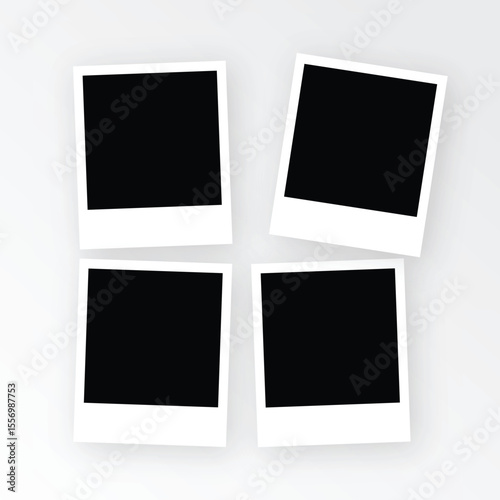 Four blank photo frames arranged in a square pattern on a light gray background.  Perfect for showcasing your memories or adding your own images.