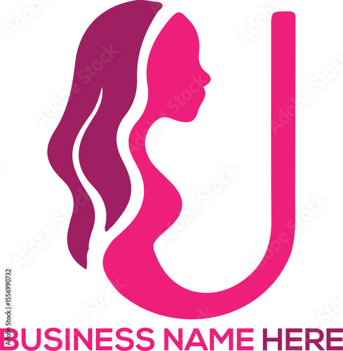  U Letter Beauty Women Face vector Logo Design