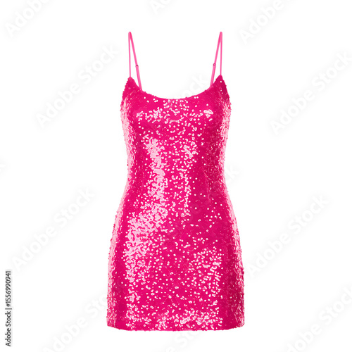 Sparkling Pink Mini Dress: Sequined Summer Fashion