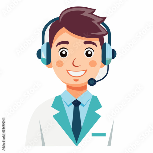 Friendly male physician smiling in white coat with stethoscope for medical concept design