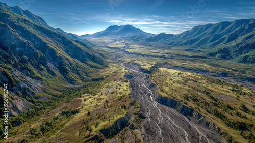 火山性土石流堆積の扇状地構造