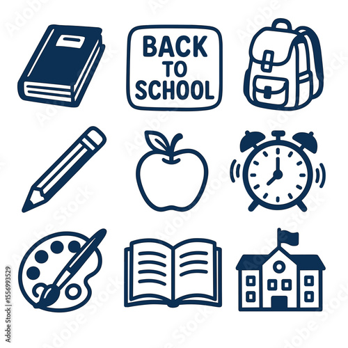 Back to school vector icon set isolated on white background  