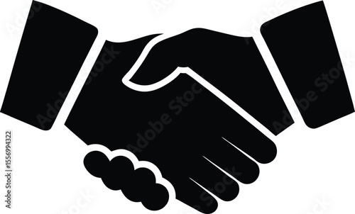 Business Handshake Silhouette Showing Agreement in Minimal Style