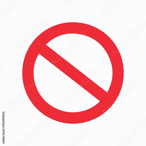 Empty NO Symbol – Prohibition or Forbidden Sign with Crossed-Out Red Circle Vector on White Background