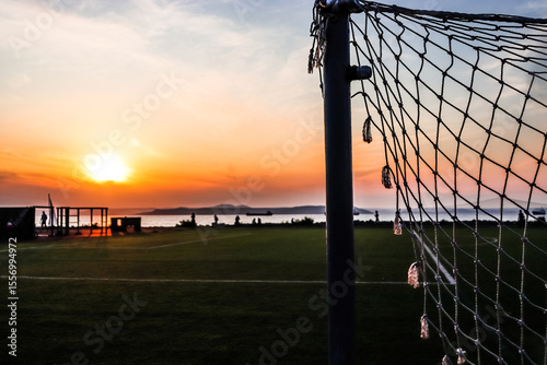 Vászonkép volleyball net at sunset