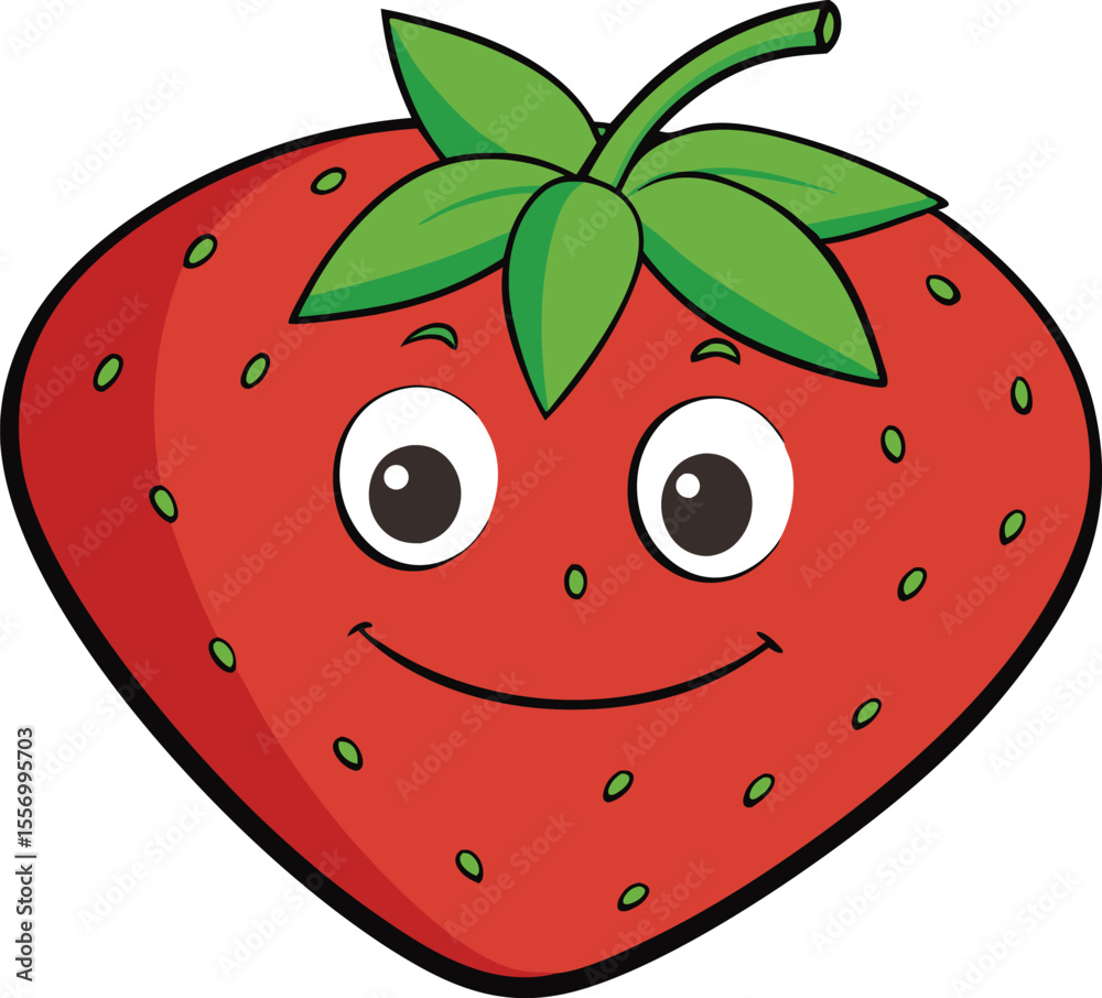 Obraz premium A strawberry cartoon fruit vector illustration
