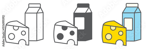 Dairy icon collection, milk and cheese, dairy sign vector set graphics, editable stroke linear icon, eps 10