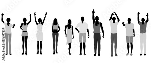 Silhouettes of men and women in summer fashion