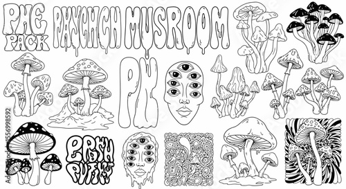 Mushroom PNG pack Psychedelic art.