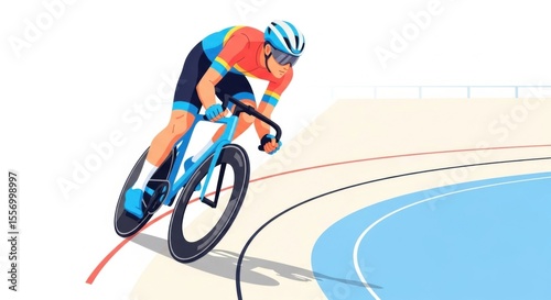 Cyclist on Velodrome Track