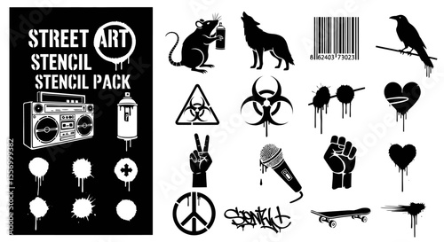 Street Art Vector Pack Stencil Graffiti Silhouettes.