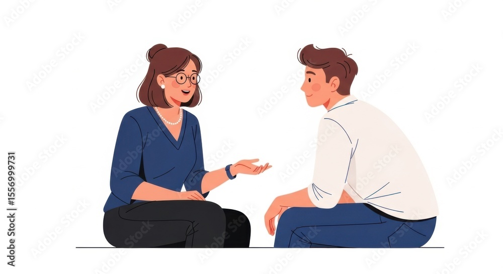 Obraz premium Woman Talking to Man Illustration