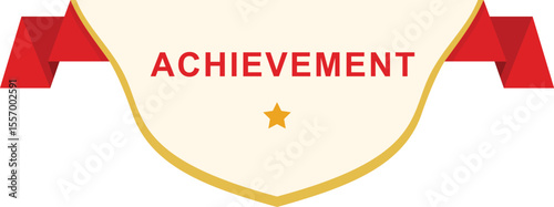 Achievement Ribbon Banner with Star – Flat Vector Reward Icon