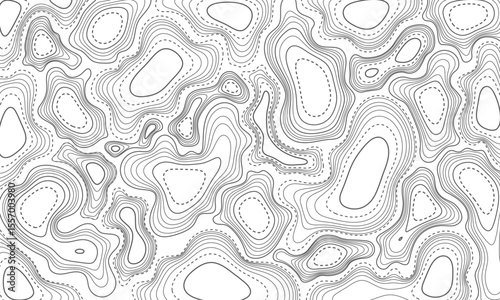 Seamless contour pattern for topographic terrain and trails background