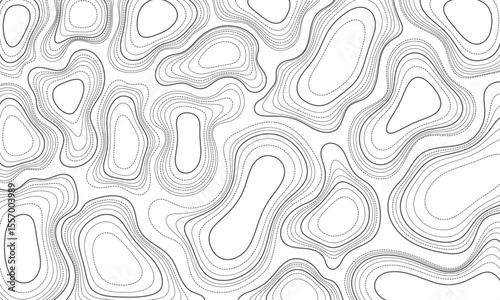 Seamless topographic background with contour lines highlighting elevation