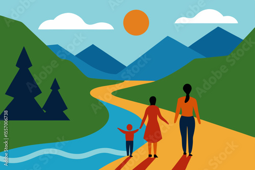 Family Adventure Hiking Scenic Trails, Nature's Embrace