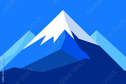 Snowy mountain peak vector illustration with a desert sky landscape and a pyramid design